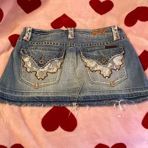 Miss me jean skirt w/lace pockets